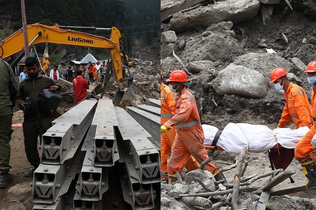 Image of rescue operations underway in chisoti village,kishtwar,Jammu and Kashmir
