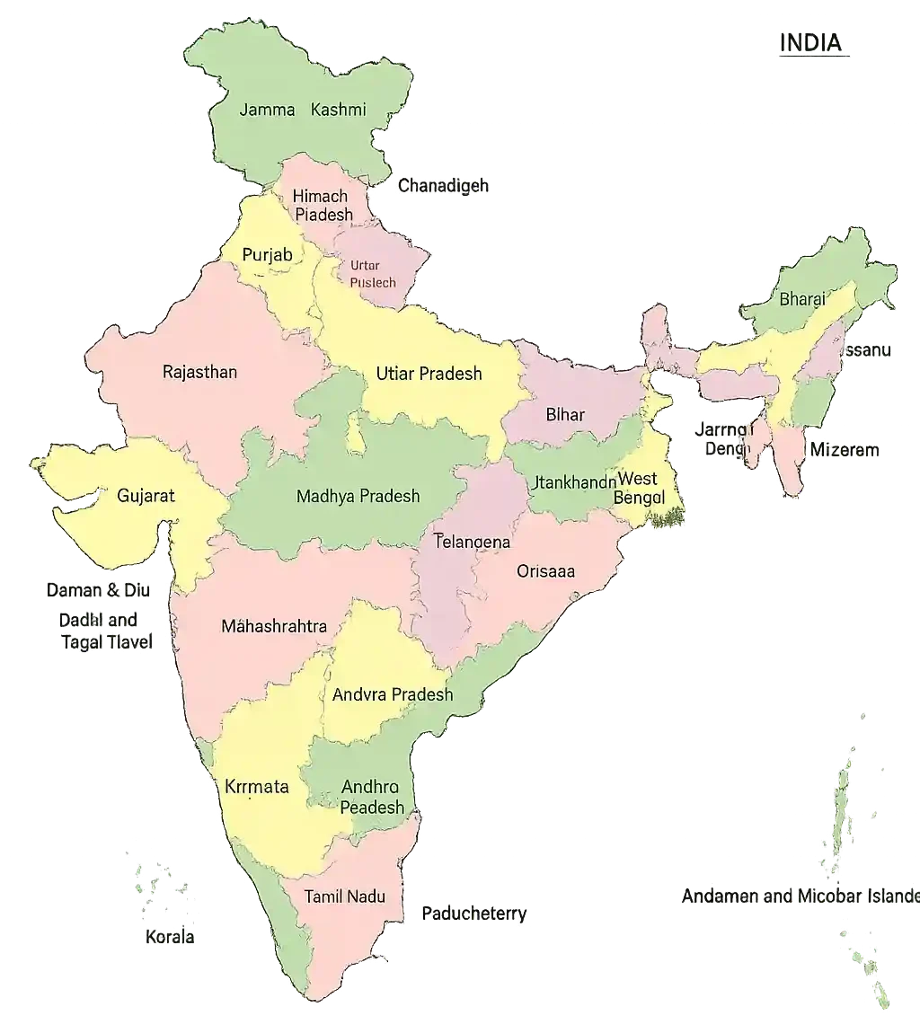 india map -kasturi earthmovers- top excavator rental company in india