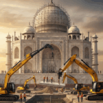Graphic about if excavtors helped build the Taj Mahal